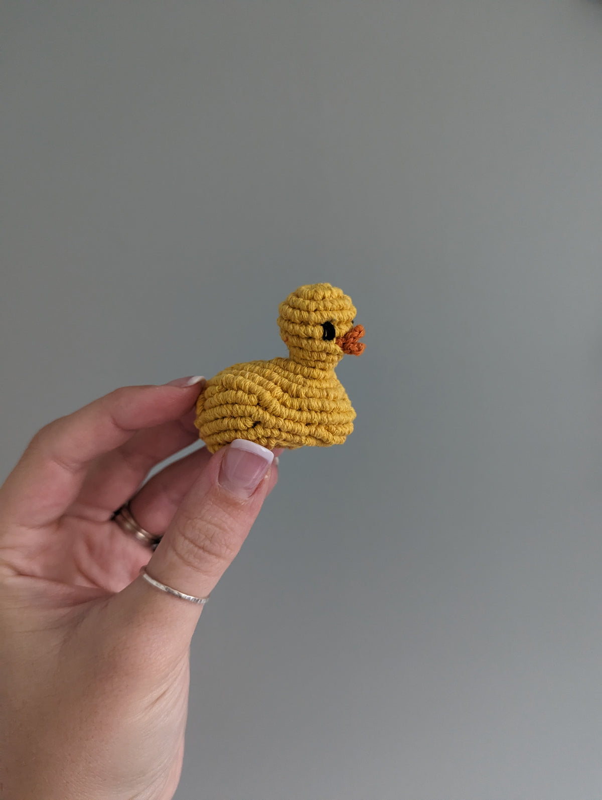 Macrame mini Rubber Duck Fiber Sculpture