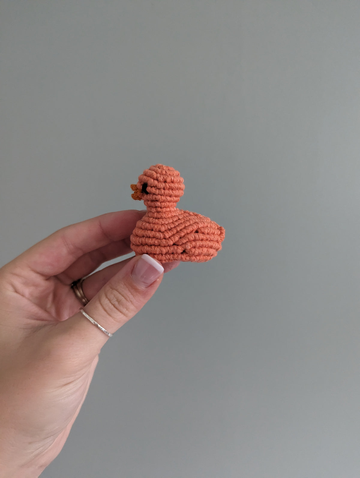 Macrame mini Rubber Duck Fiber Sculpture