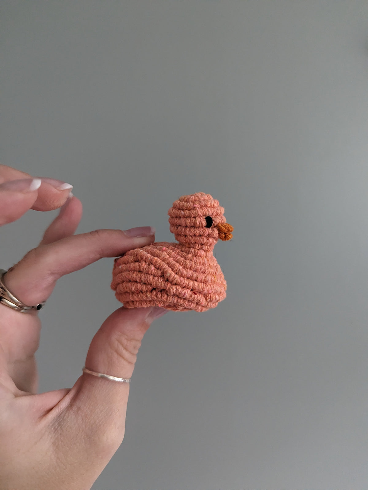 Macrame mini Rubber Duck Fiber Sculpture