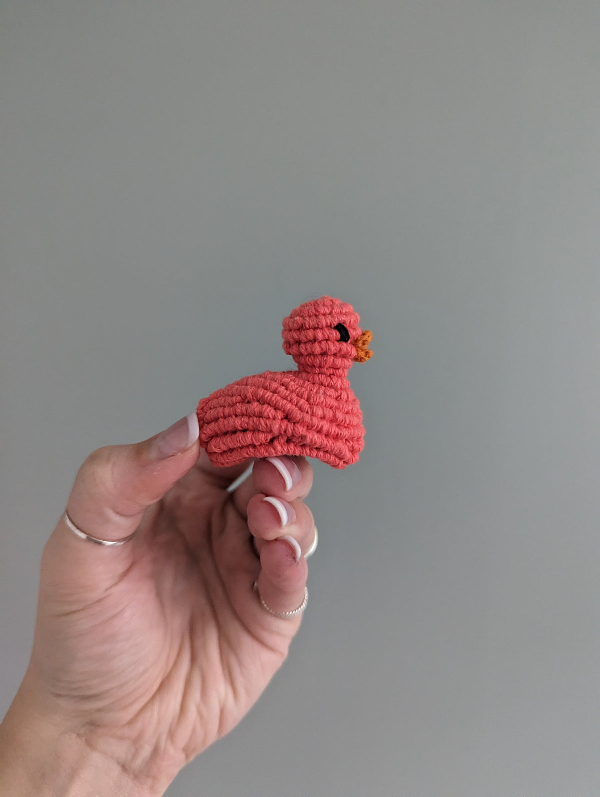 Macrame mini Rubber Duck Fiber Sculpture