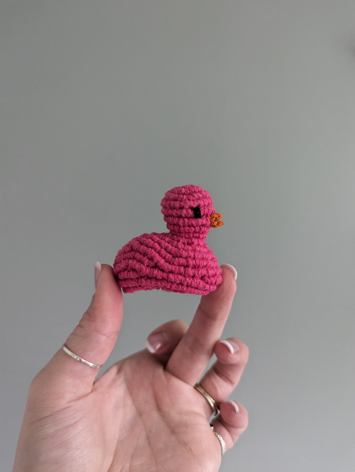 Macrame mini Rubber Duck Fiber Sculpture