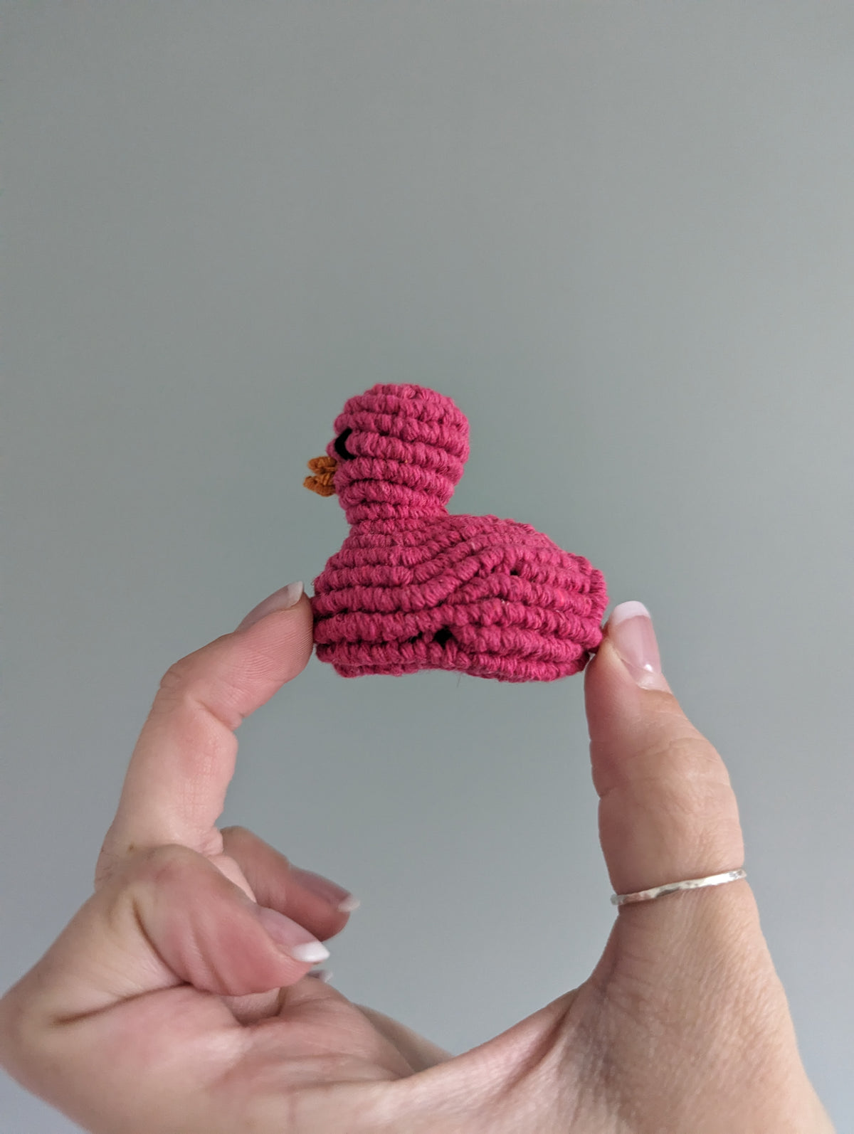 Macrame mini Rubber Duck Fiber Sculpture