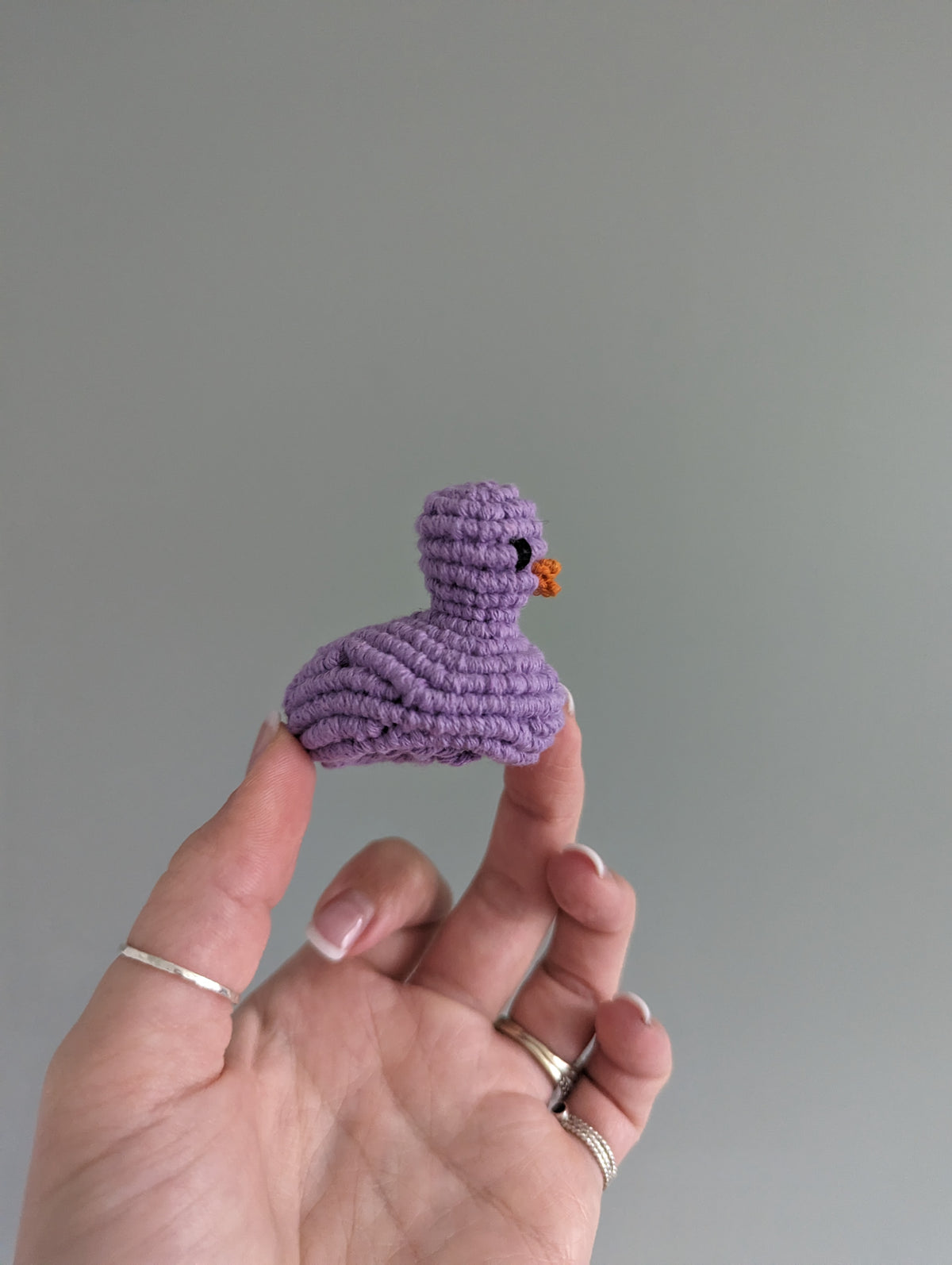 Macrame mini Rubber Duck Fiber Sculpture