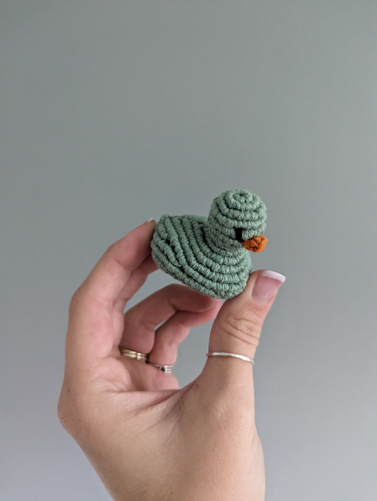 Macrame mini Rubber Duck Fiber Sculpture