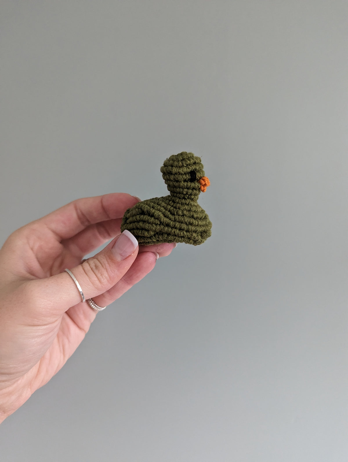 Macrame mini Rubber Duck Fiber Sculpture