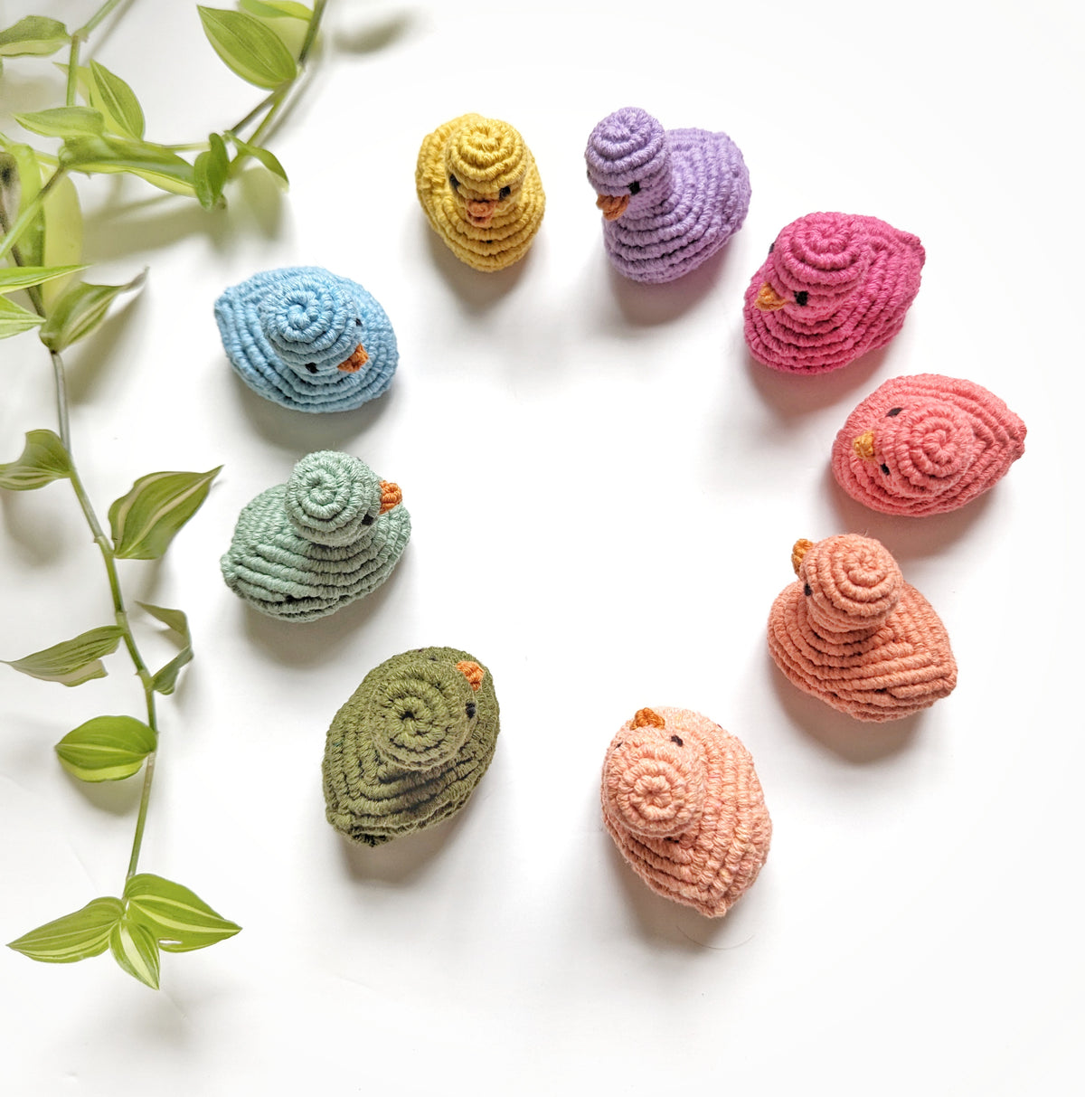 Macrame mini Rubber Duck Fiber Sculpture