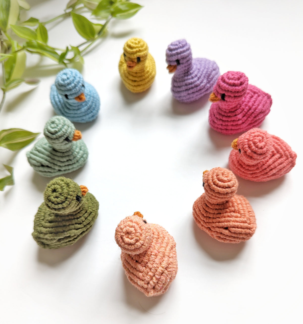 Macrame mini Rubber Duck Fiber Sculpture