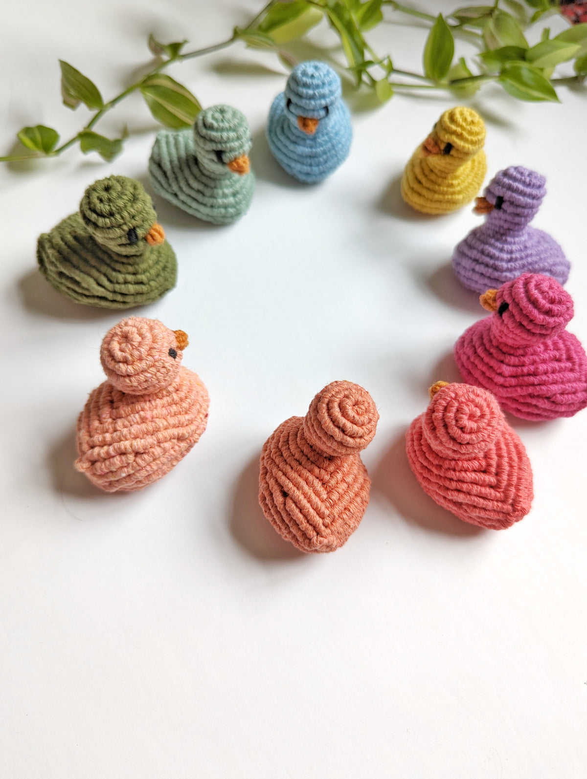 Macrame mini Rubber Duck Fiber Sculpture