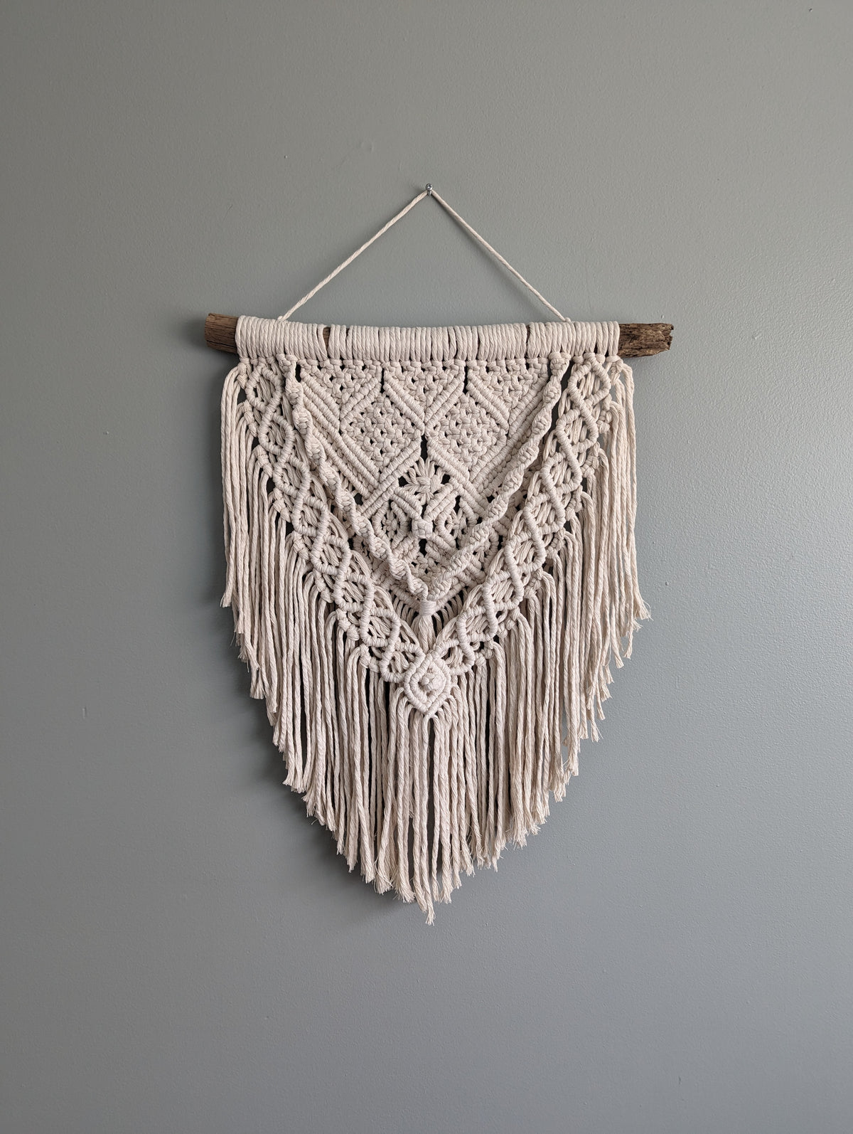 Macrame Textured Neutral Wall Hanging with Fringe