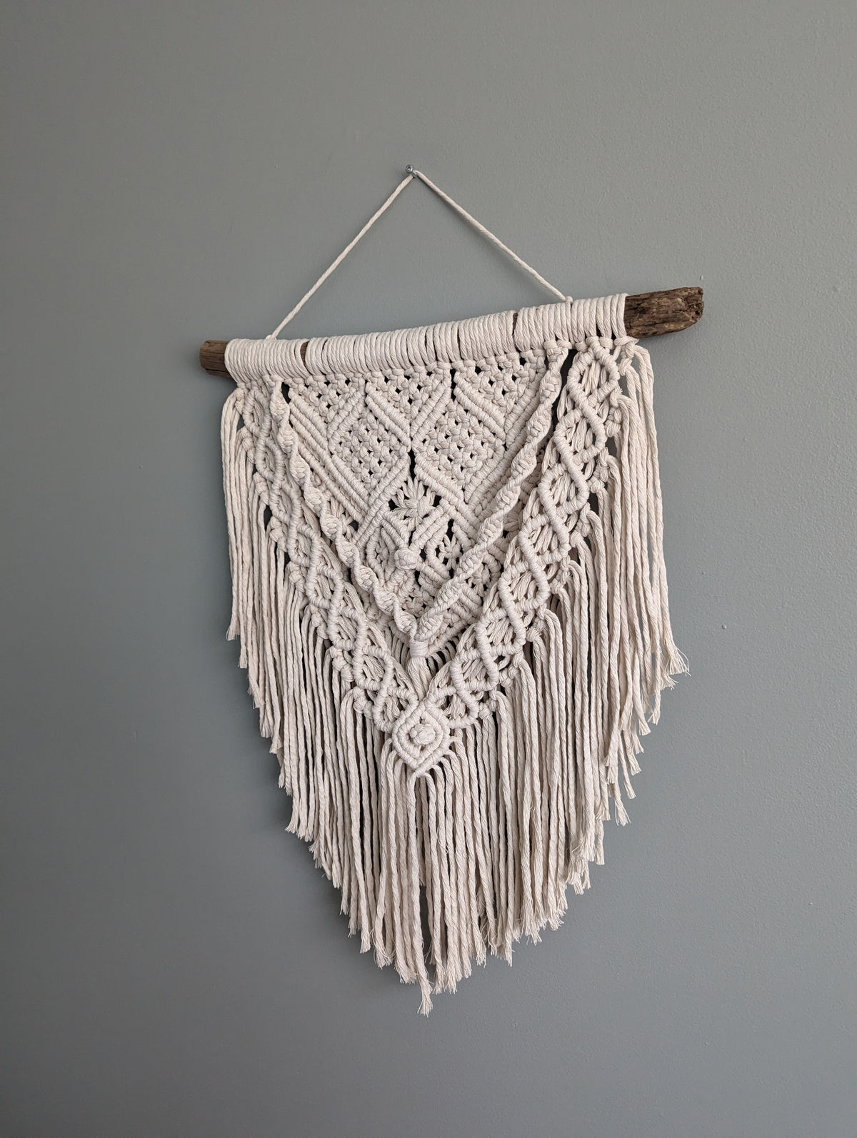 Macrame Textured Neutral Wall Hanging with Fringe