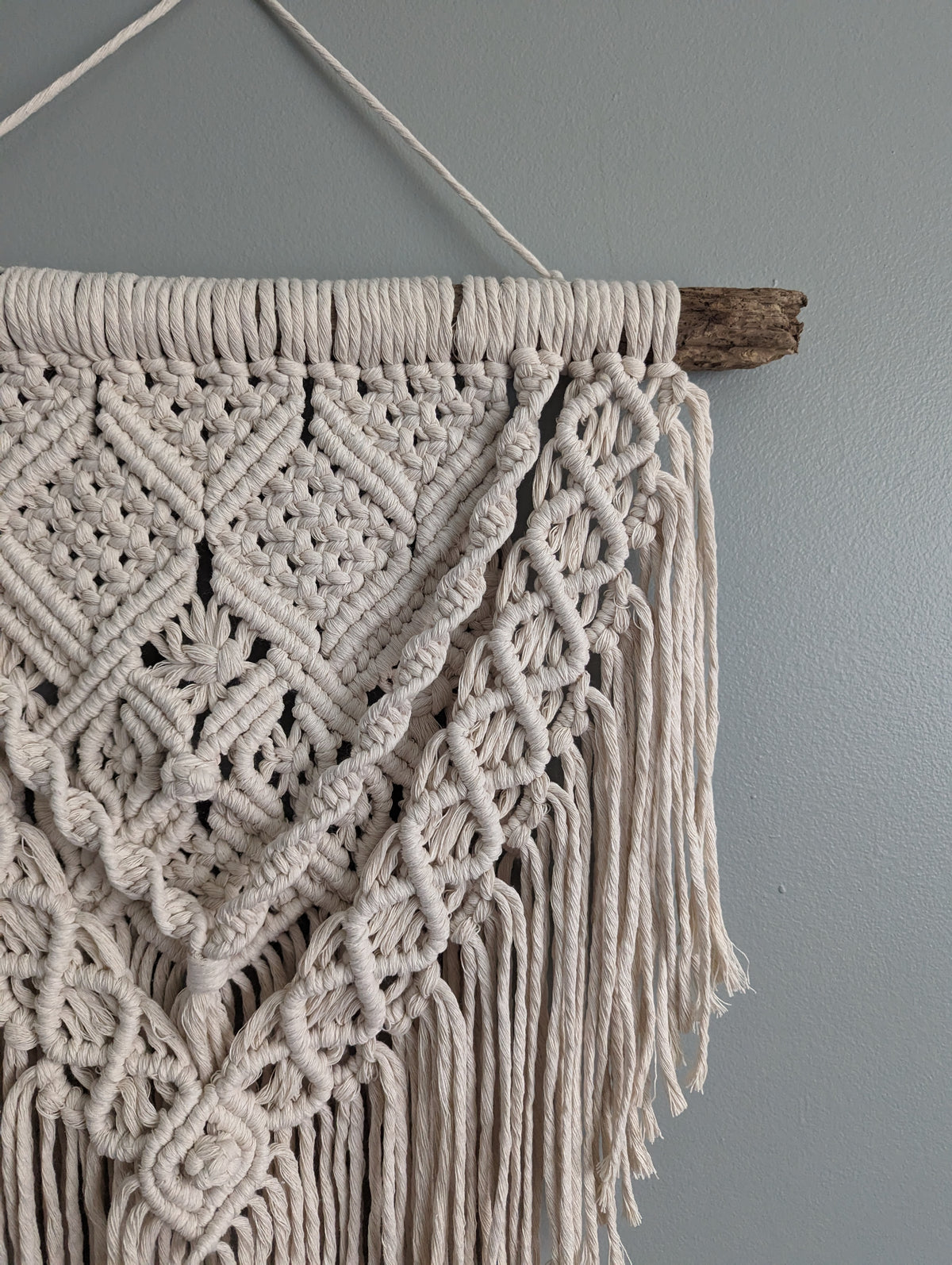 Macrame Textured Neutral Wall Hanging with Fringe