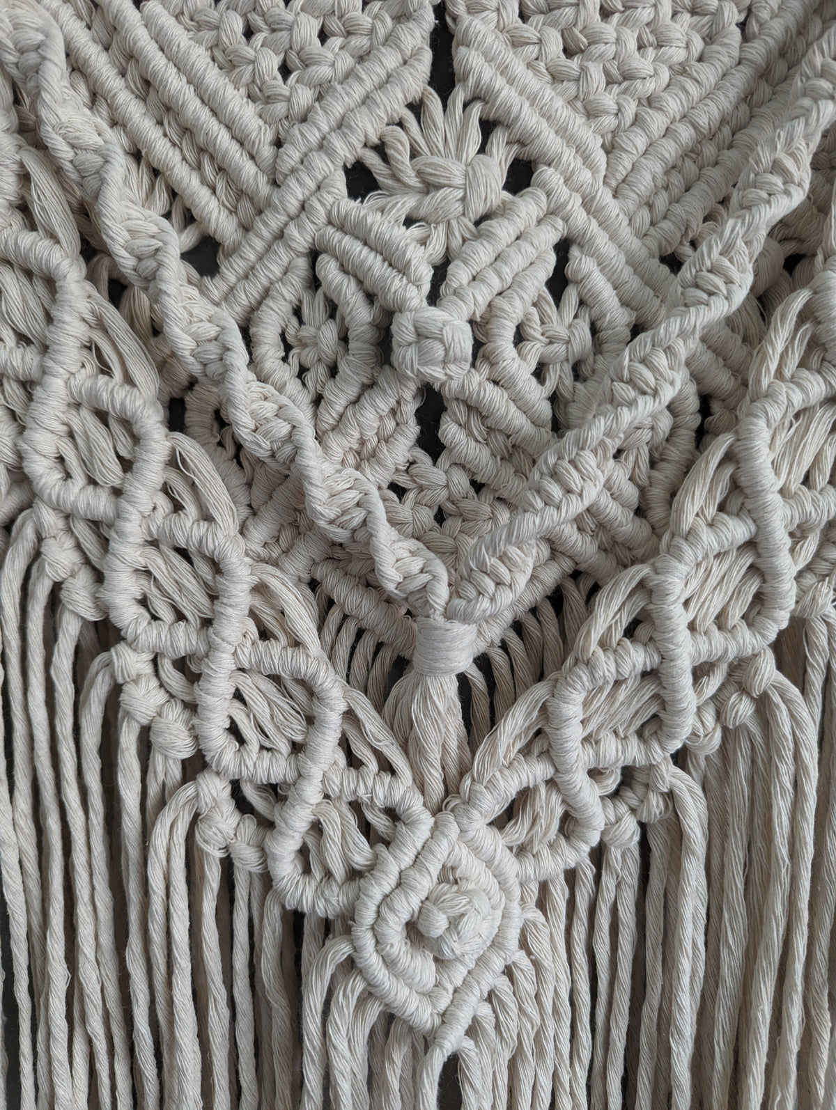 Macrame Textured Neutral Wall Hanging with Fringe