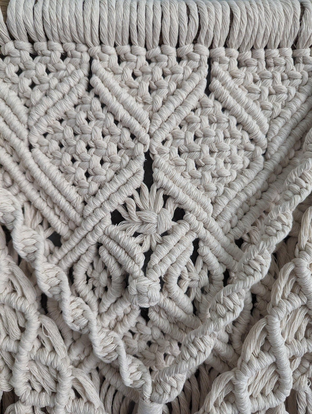 Macrame Textured Neutral Wall Hanging with Fringe