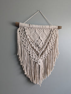 Macrame Textured Neutral Wall Hanging with Fringe