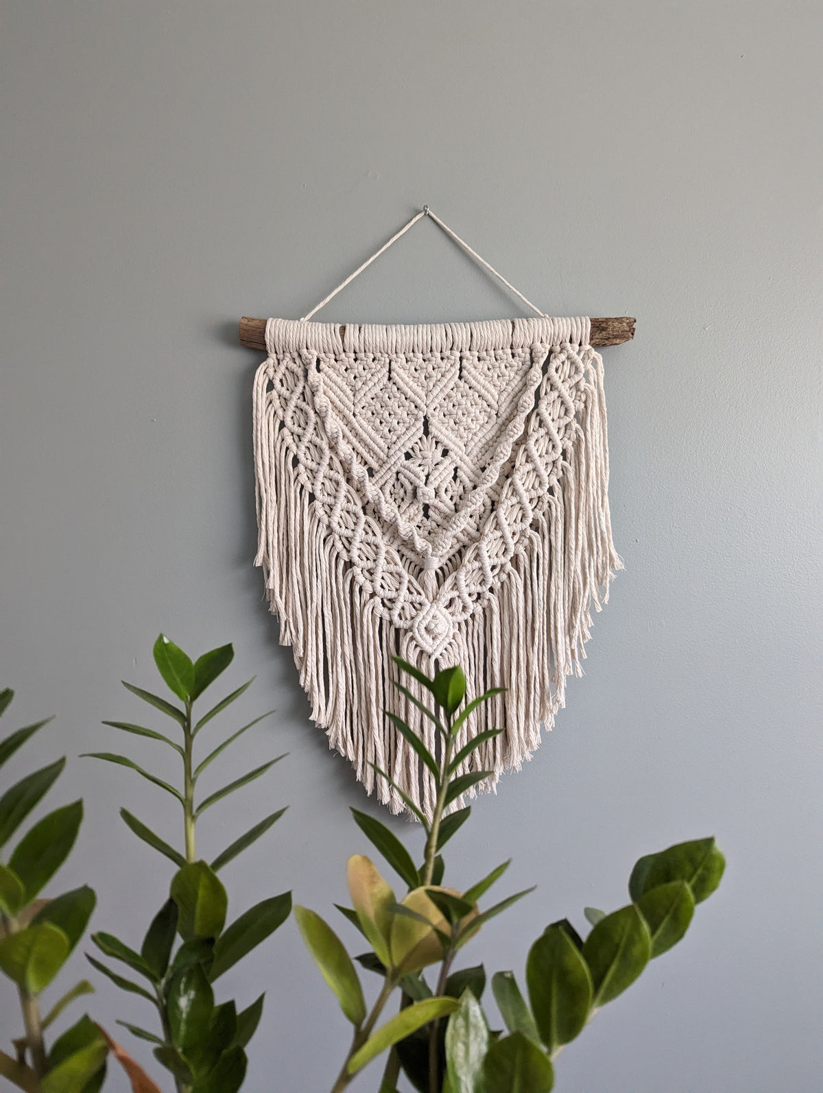 Macrame Textured Neutral Wall Hanging with Fringe