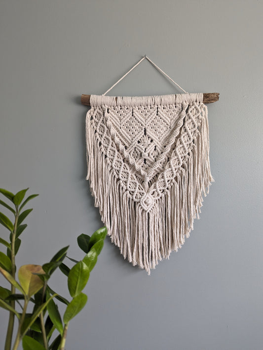 Macrame Textured Neutral Wall Hanging with Fringe