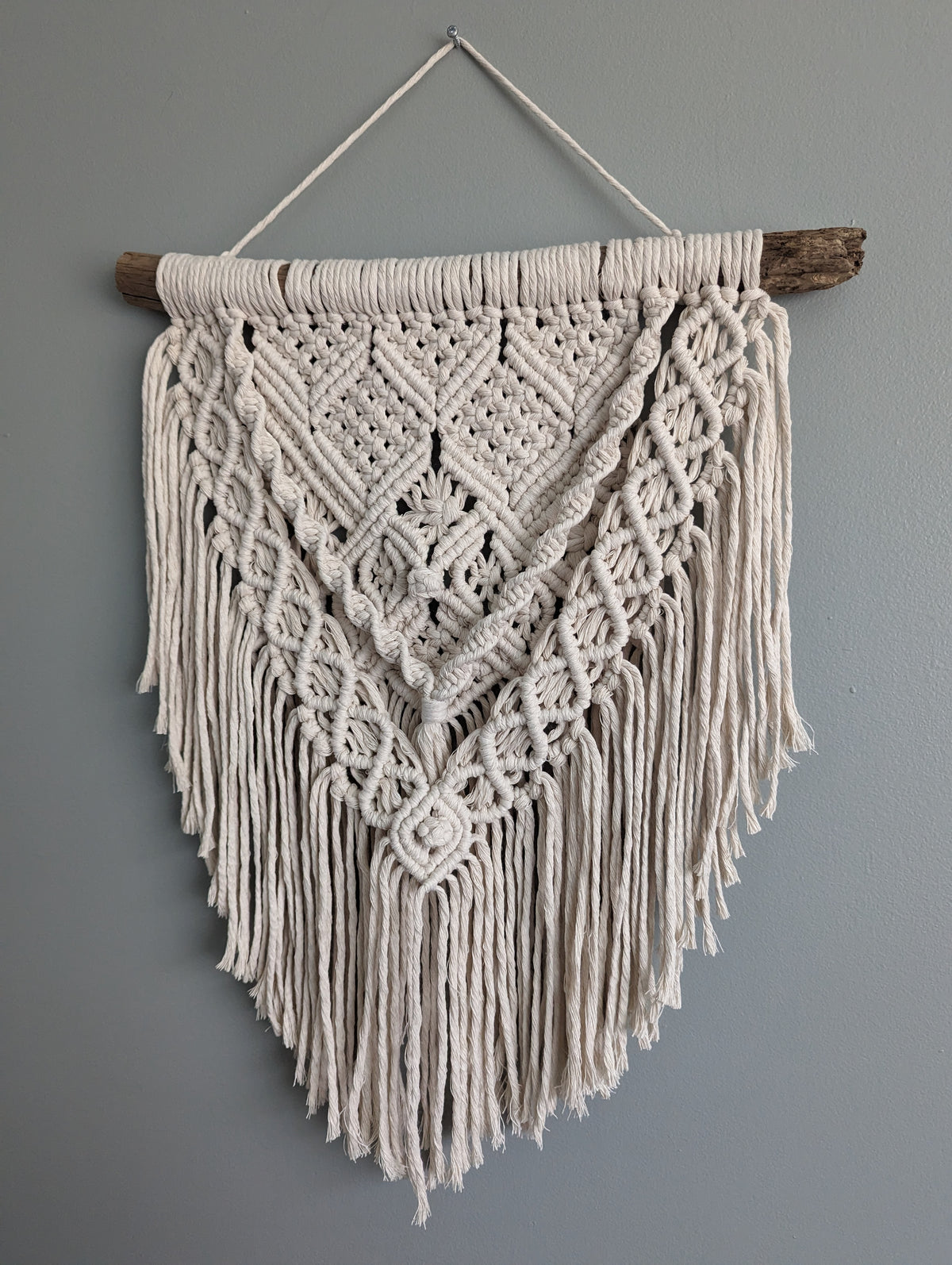 Macrame Textured Neutral Wall Hanging with Fringe