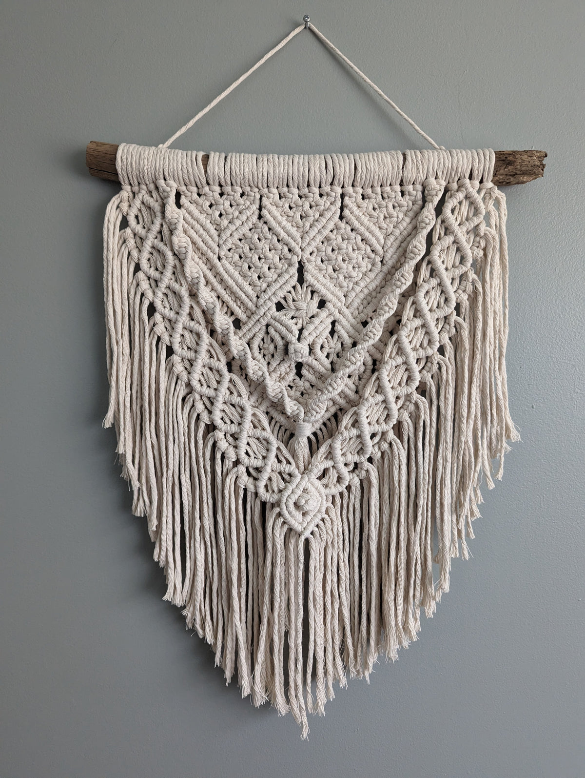 Macrame Textured Neutral Wall Hanging with Fringe