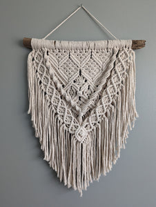 Macrame Textured Neutral Wall Hanging with Fringe