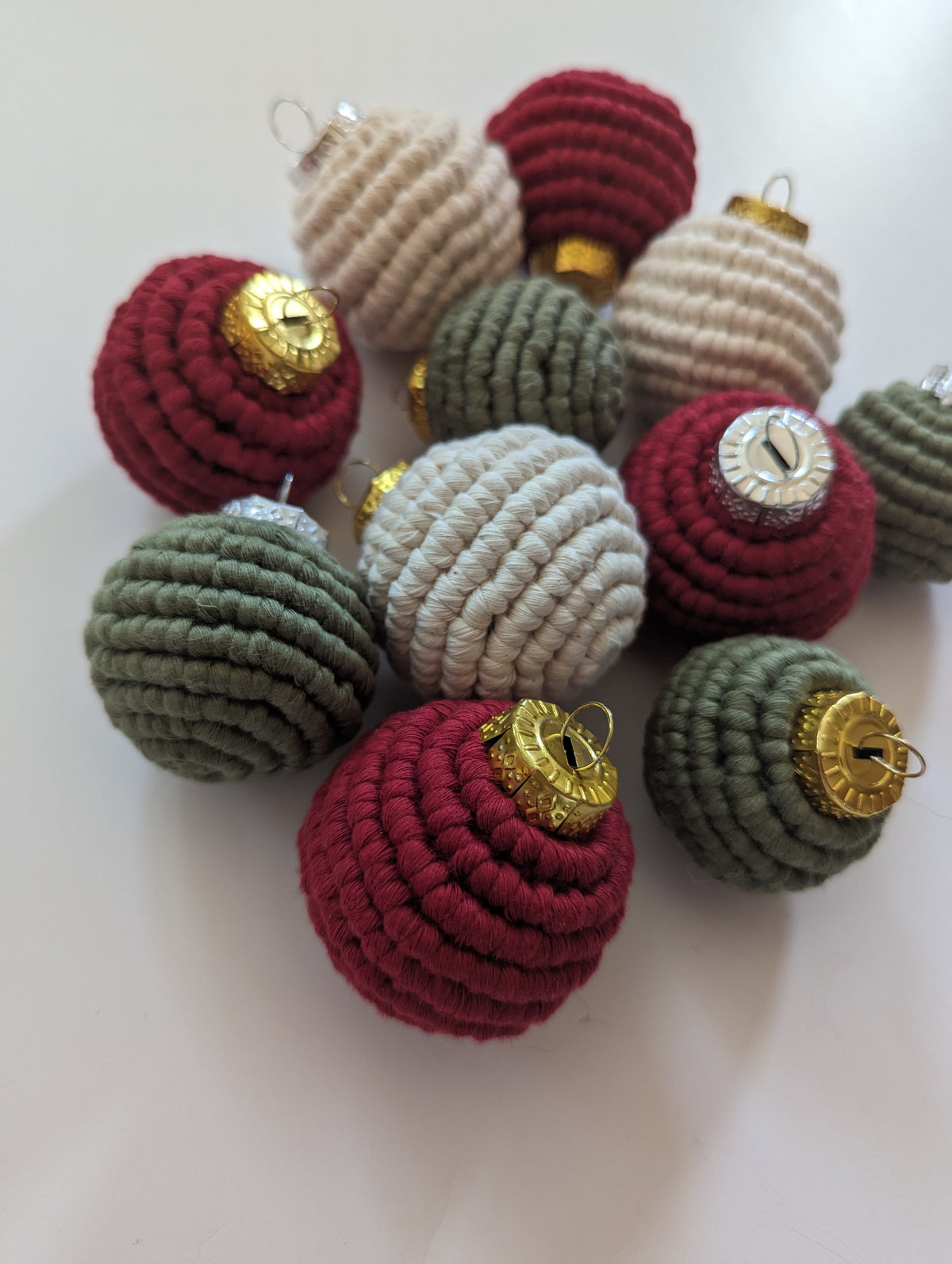 Macrame Christmas Bulb Ornaments
