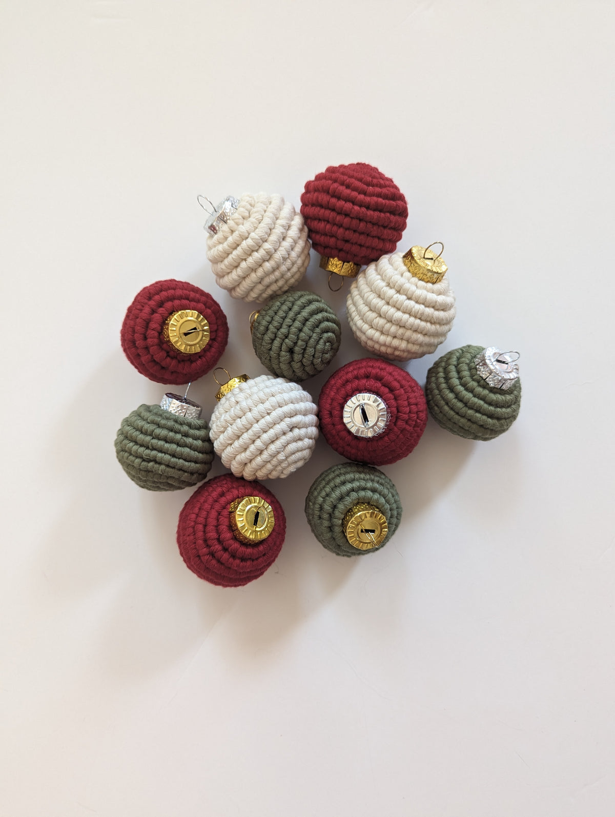 Macrame Christmas Bulb Ornaments