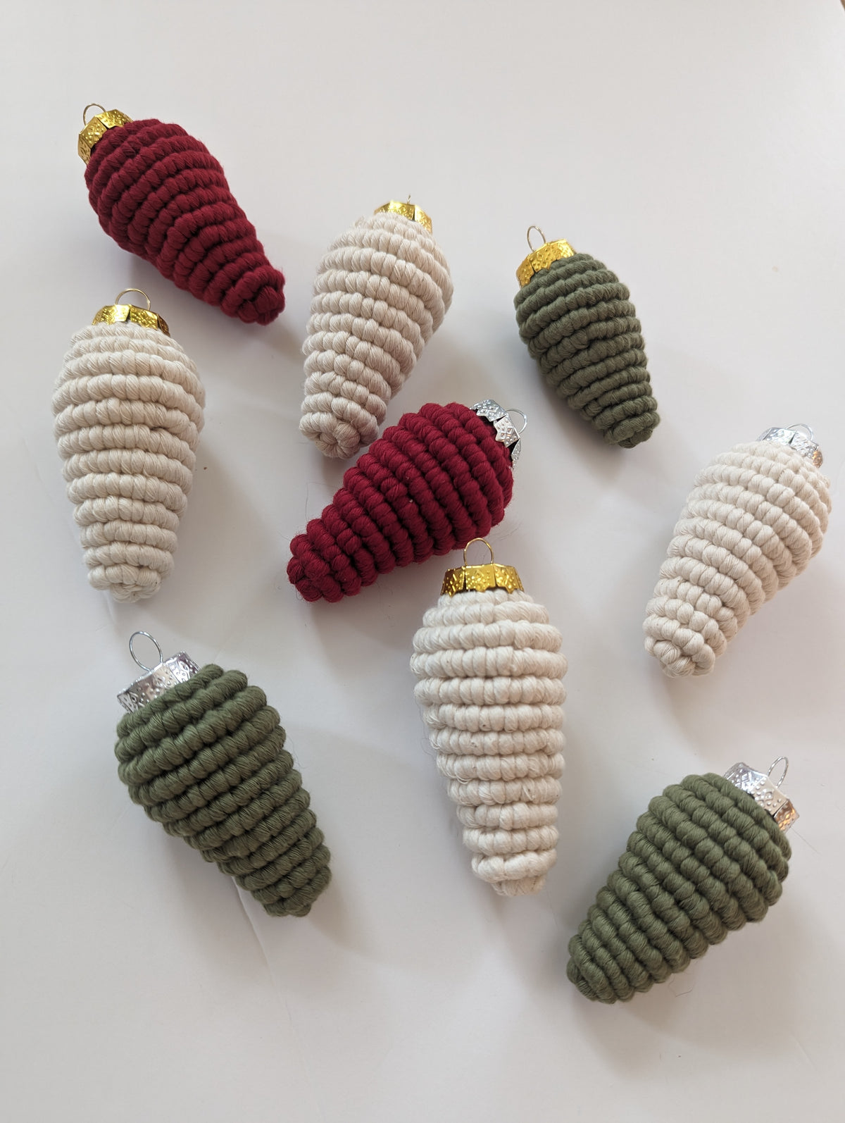 Macrame Christmas Bulb Ornaments