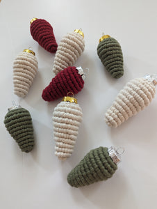 Macrame Christmas Bulb Ornaments