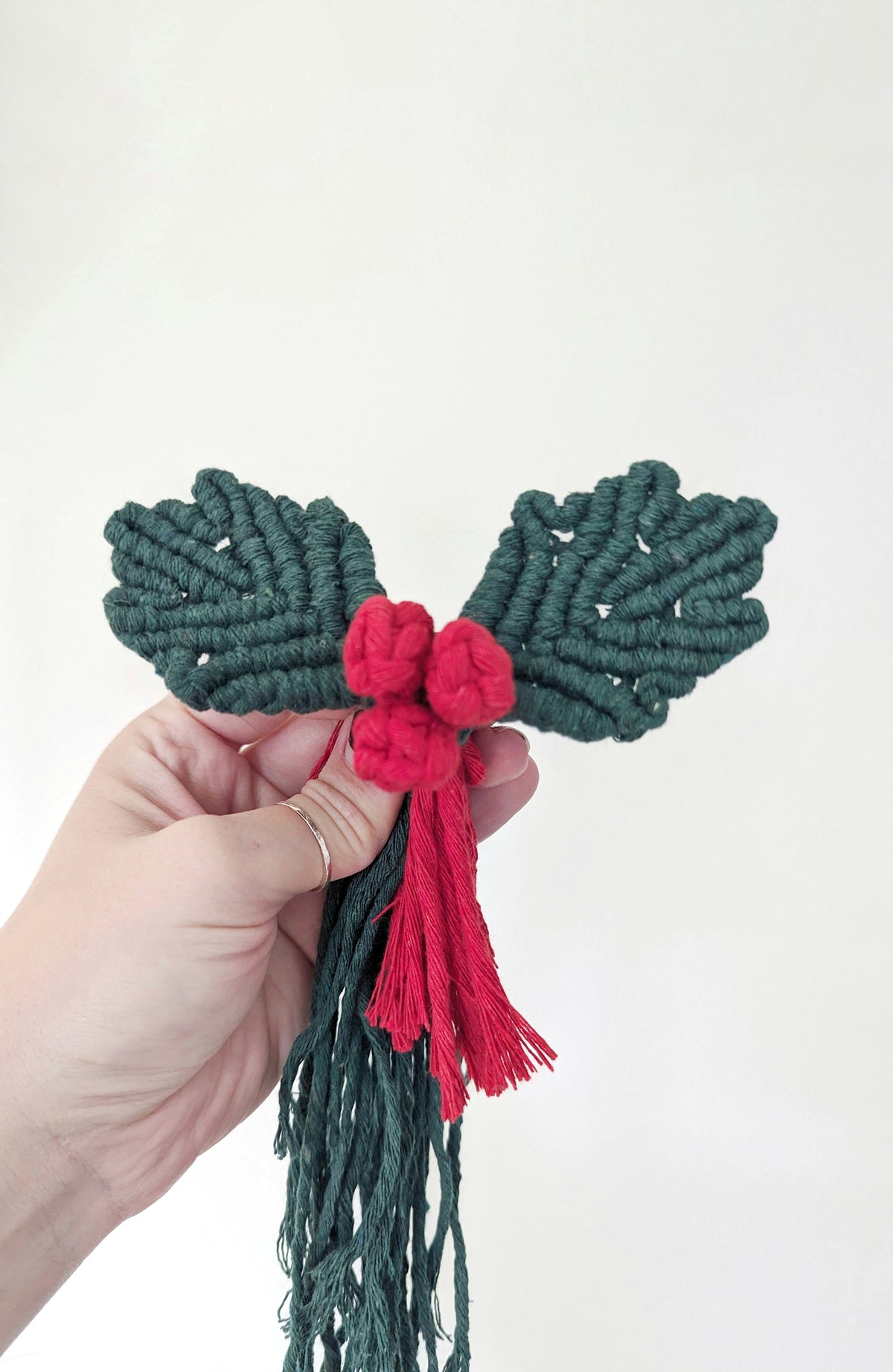 Macrame Christmas Ornament Set - Red & Green