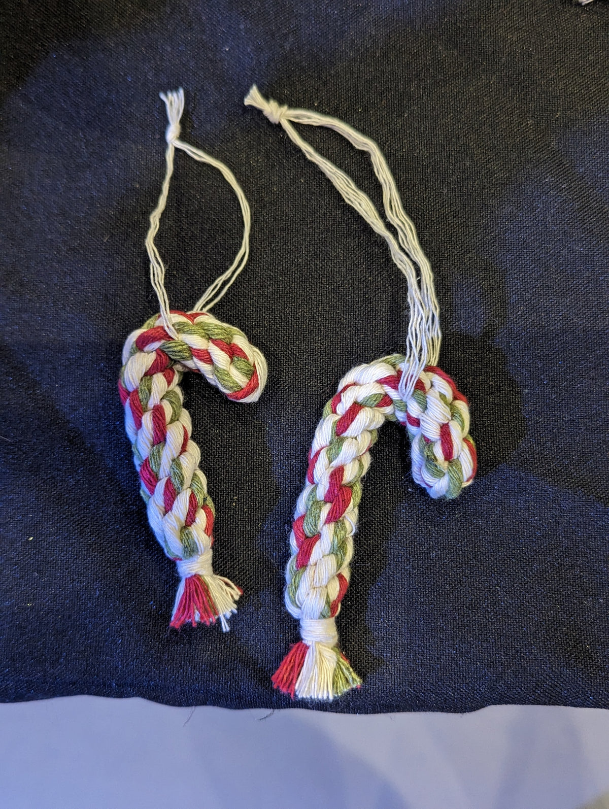 Macrame Christmas Tree Candy Cane Ornament