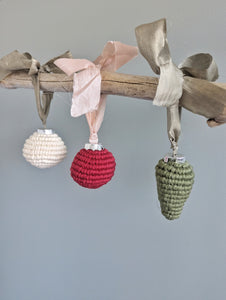 Macrame Christmas Ornament with Ribbons Set