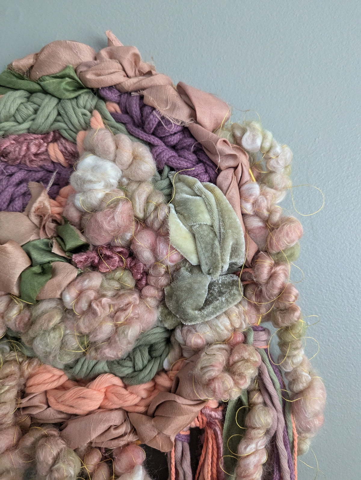 Pink and Green Floral Weaving