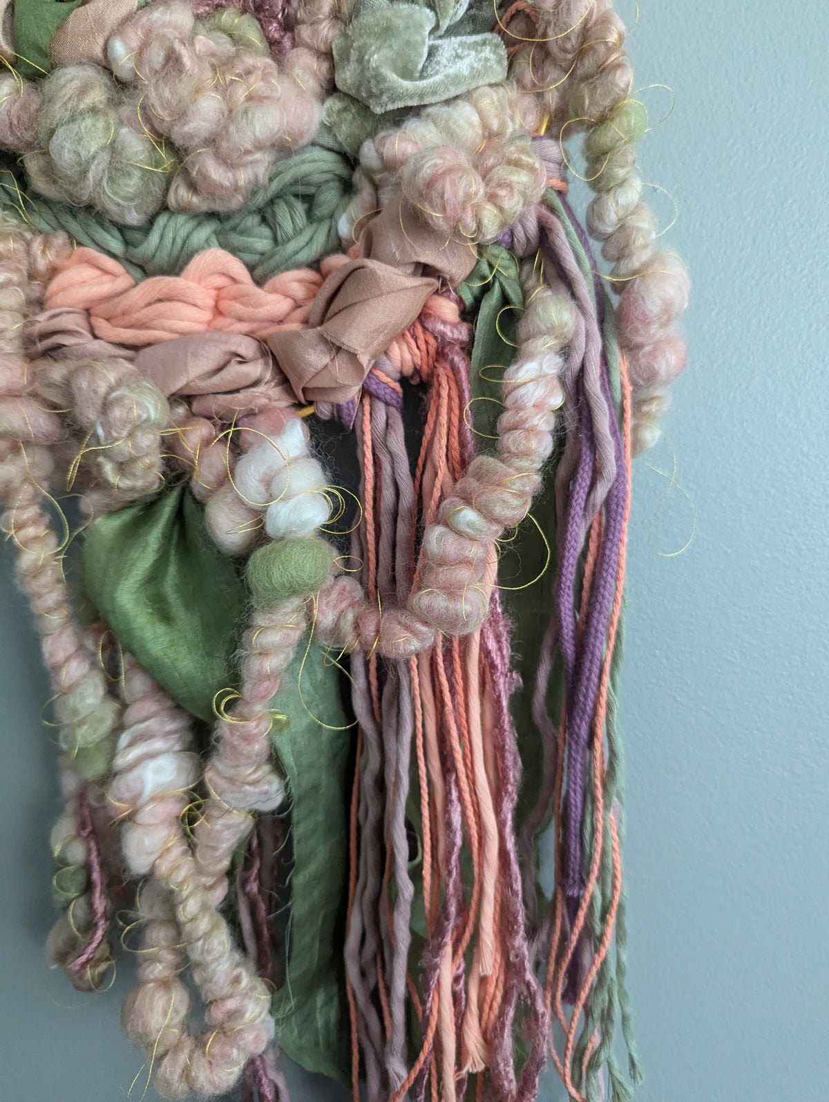 Pink and Green Floral Weaving