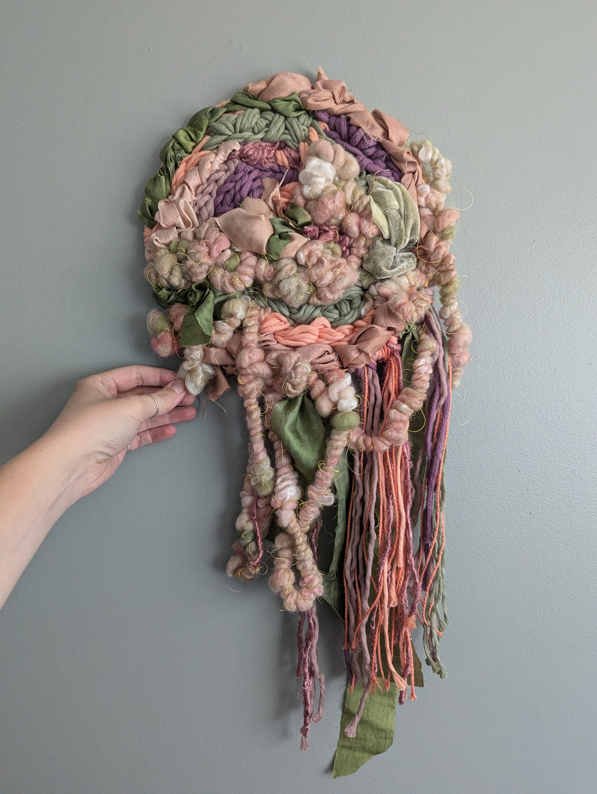 Pink and Green Floral Weaving