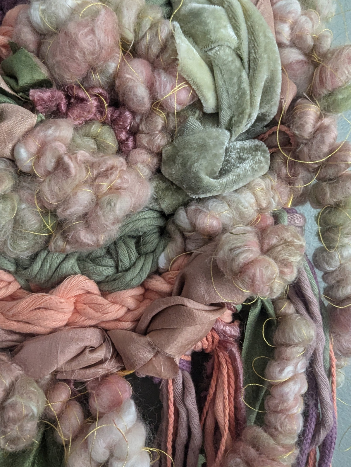 Pink and Green Floral Weaving