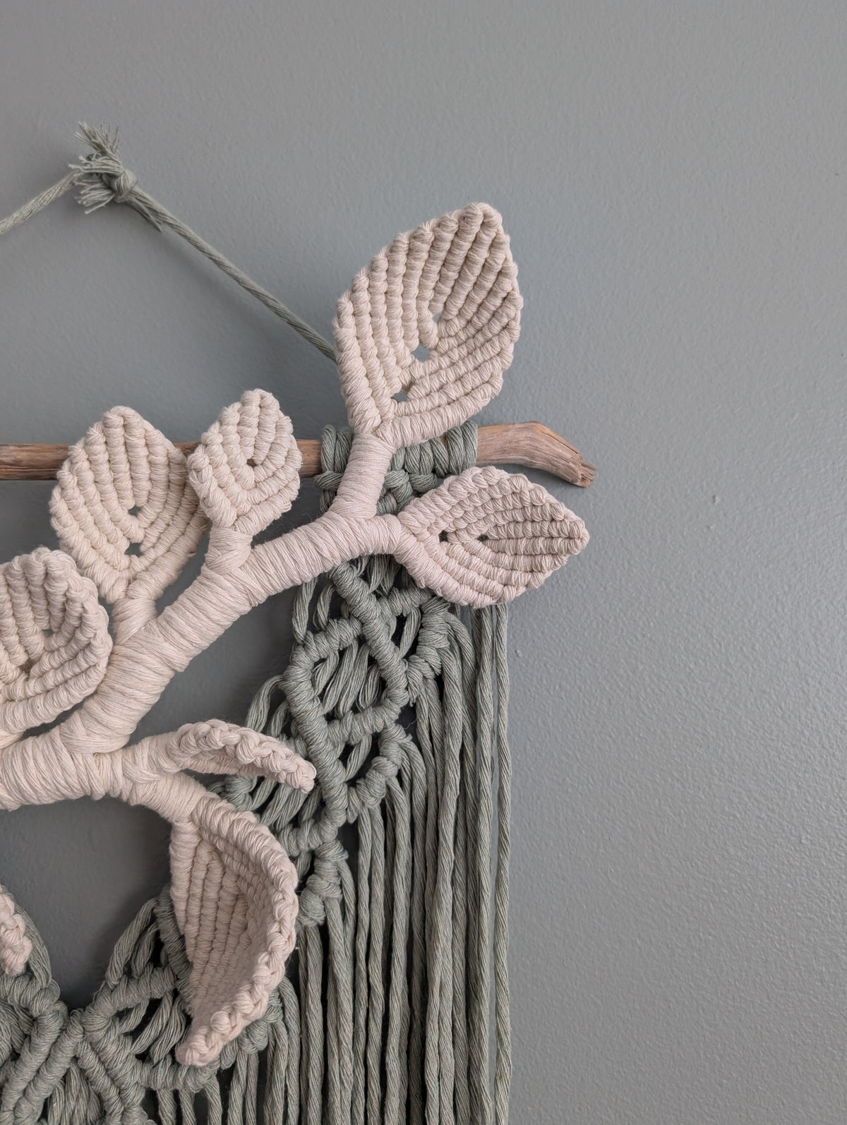 Flower Crown Macrame Hanging - sage