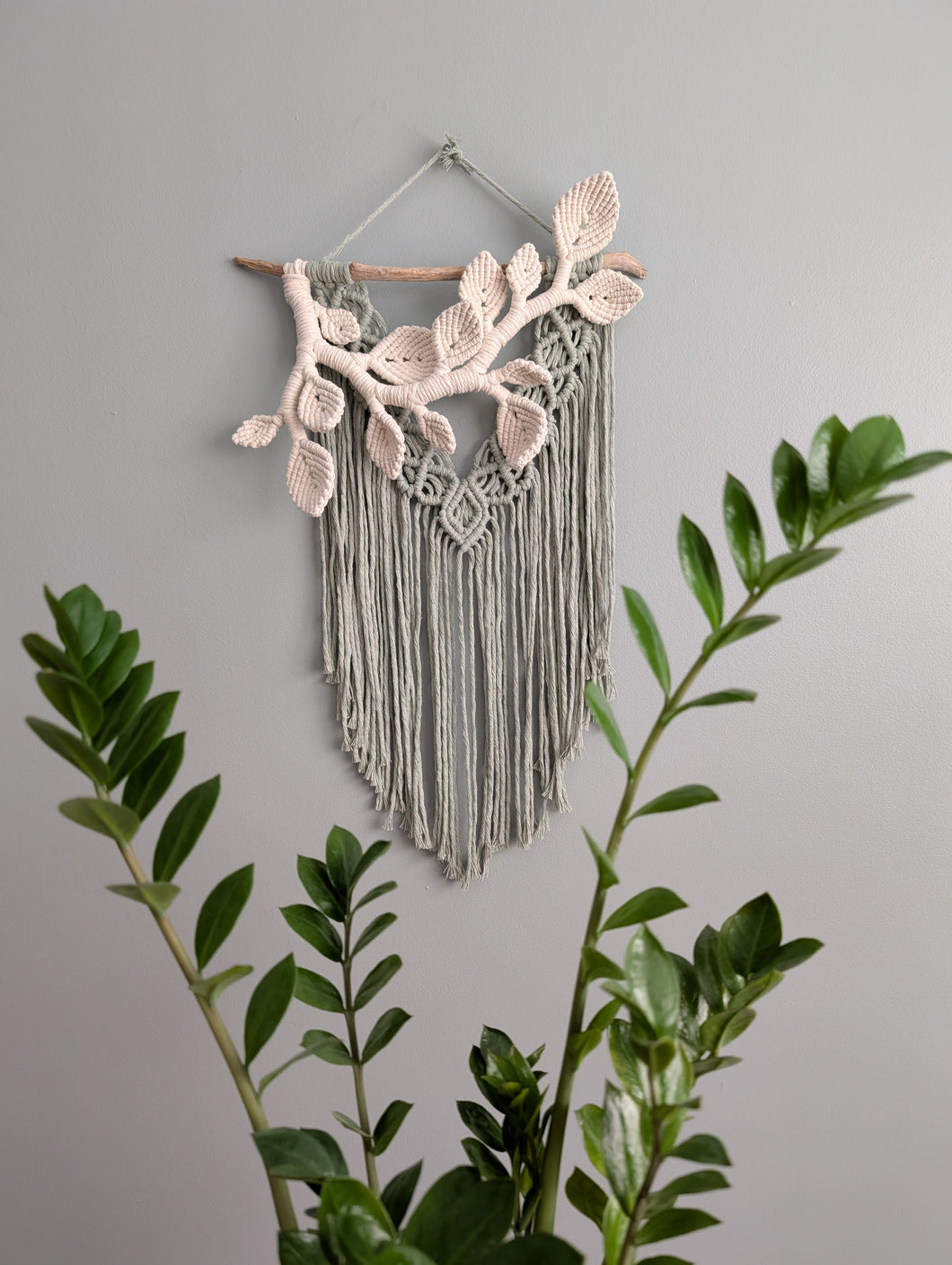 Flower Crown Macrame Hanging - sage