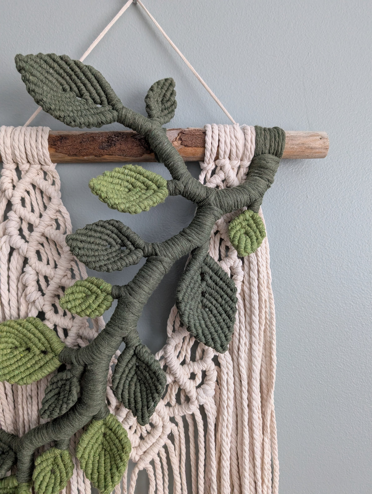Flower Crown Macrame Hanging - olive