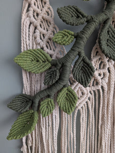 Flower Crown Macrame Hanging - olive