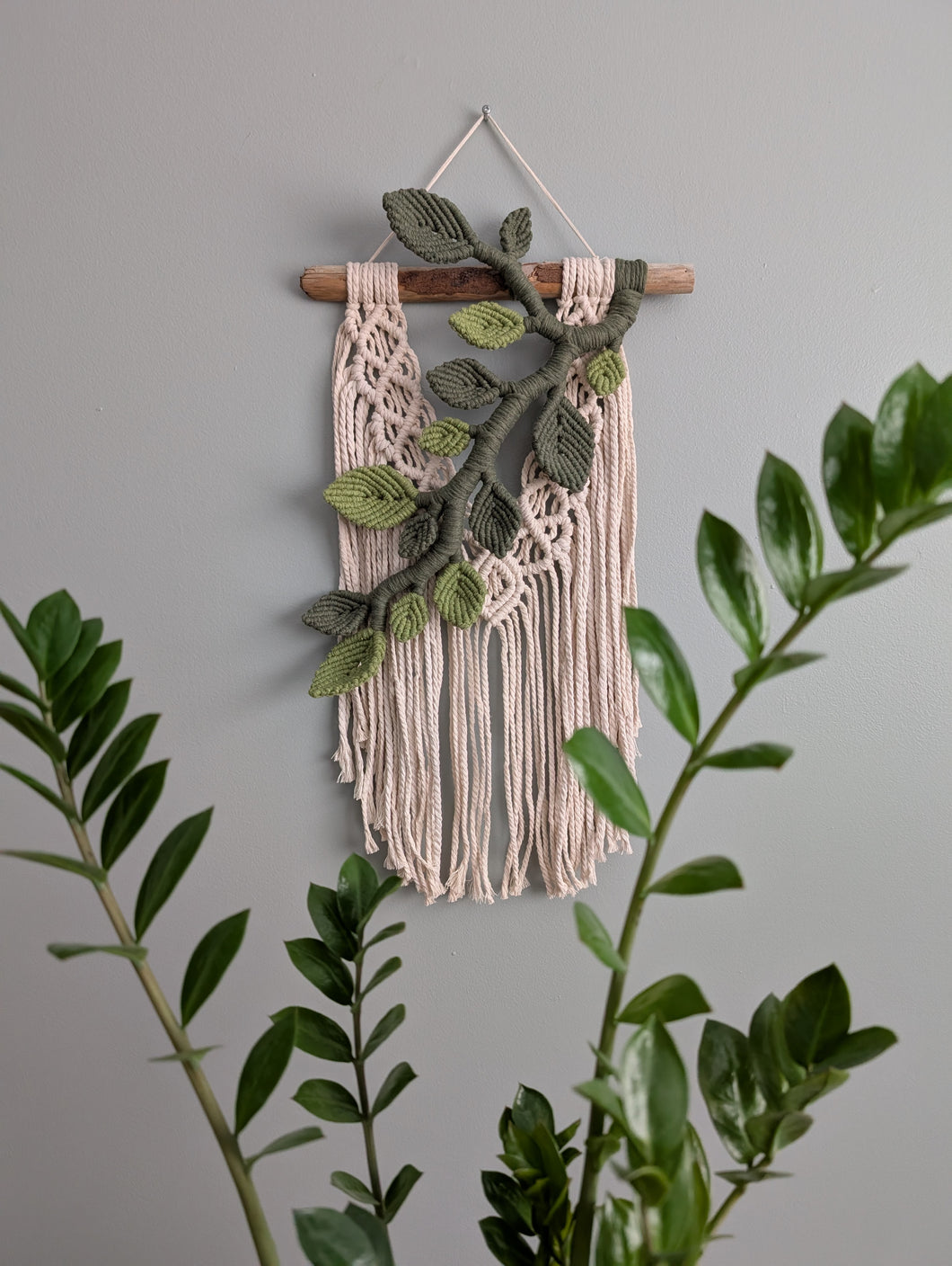 Flower Crown Macrame Hanging - olive