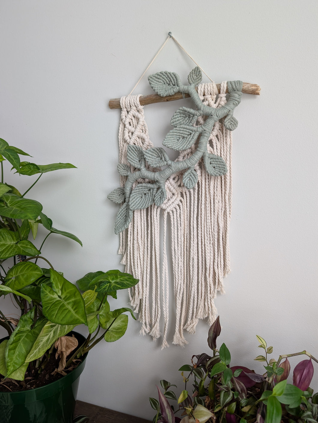 Flower Crown Macrame Hanging - sage 2