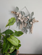 Load image into Gallery viewer, Macrame Boho Floral Wall Hanging Sculpture - Cream &amp; Sage
