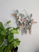 Load image into Gallery viewer, Macrame Boho Floral Wall Hanging Sculpture - Cream &amp; Sage
