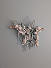 Load image into Gallery viewer, Macrame Boho Floral Wall Hanging Sculpture - Cream &amp; Sage
