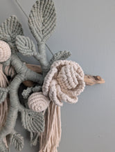 Load image into Gallery viewer, Macrame Boho Floral Wall Hanging Sculpture - Cream &amp; Sage
