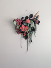 Load image into Gallery viewer, Macrame Boho Floral Wall Hanging Sculpture - Dark&amp;Moody
