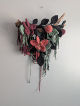 Load image into Gallery viewer, Macrame Boho Floral Wall Hanging Sculpture - Dark&amp;Moody
