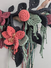 Load image into Gallery viewer, Macrame Boho Floral Wall Hanging Sculpture - Dark&amp;Moody
