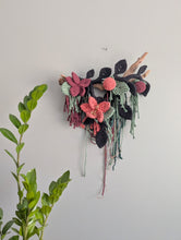Load image into Gallery viewer, Macrame Boho Floral Wall Hanging Sculpture - Dark&amp;Moody
