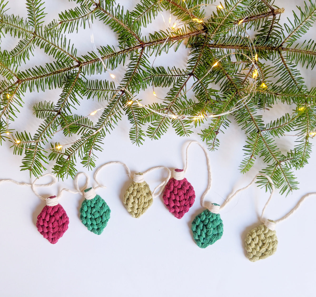 Macrame Christmas Ornament Light Bulb
