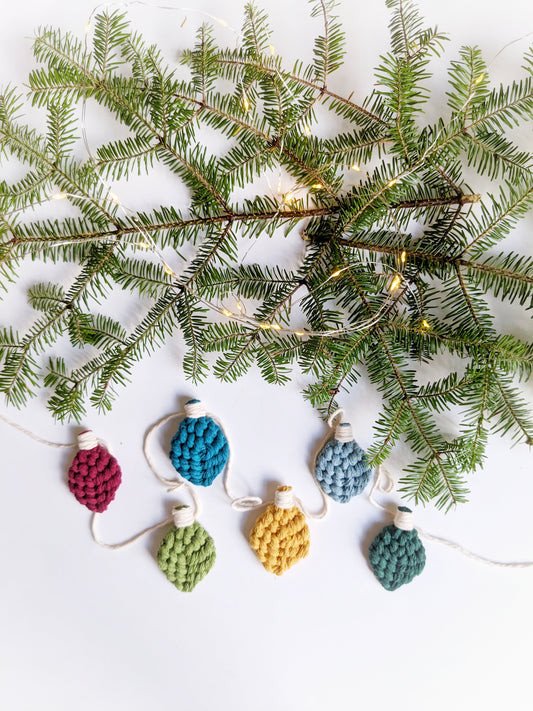 Macrame Christmas Ornament Light Bulb